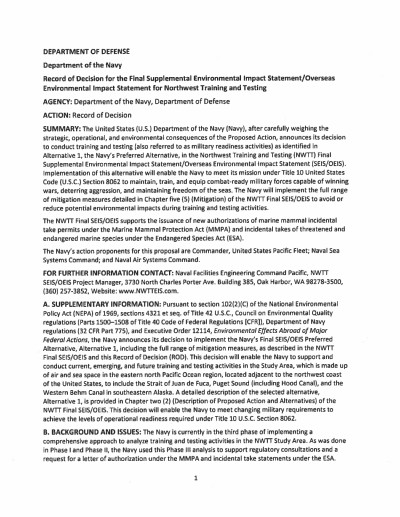 2021 Northwest Training and Testing Record of Decision (September 2021)